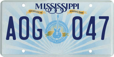 MS license plate AOG047