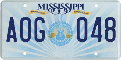 MS license plate AOG048
