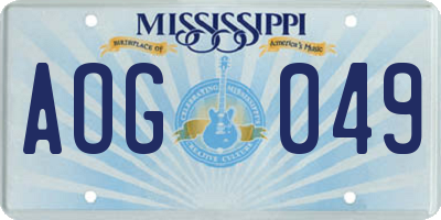 MS license plate AOG049