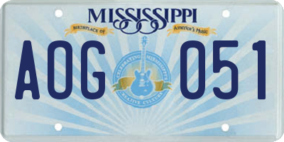 MS license plate AOG051