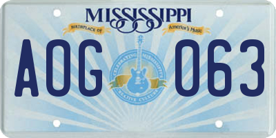 MS license plate AOG063