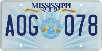 MS license plate AOG078