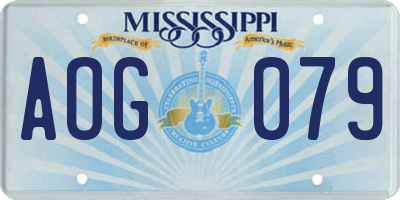 MS license plate AOG079