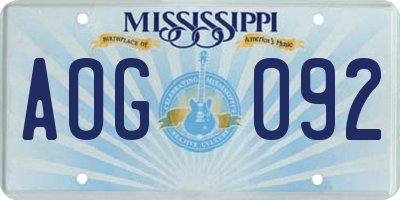 MS license plate AOG092