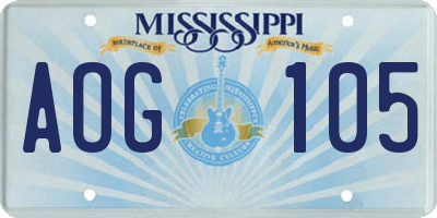 MS license plate AOG105