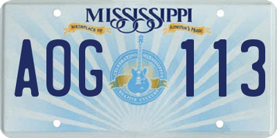MS license plate AOG113