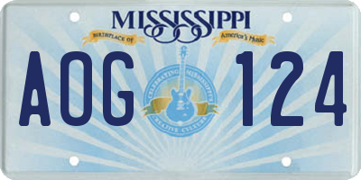 MS license plate AOG124