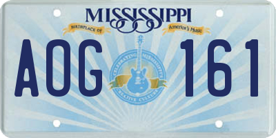 MS license plate AOG161