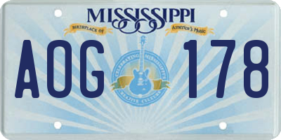 MS license plate AOG178