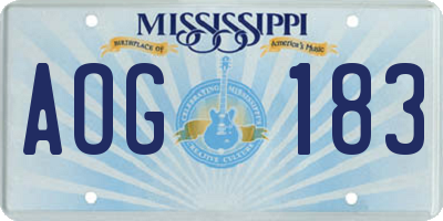 MS license plate AOG183