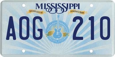 MS license plate AOG210