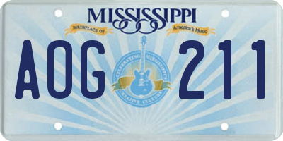MS license plate AOG211