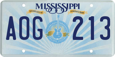 MS license plate AOG213