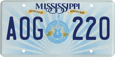 MS license plate AOG220