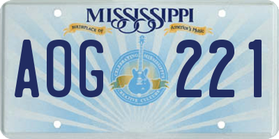 MS license plate AOG221