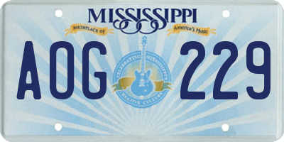 MS license plate AOG229