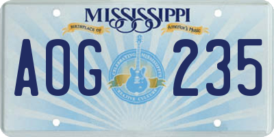 MS license plate AOG235