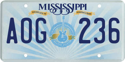 MS license plate AOG236