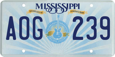 MS license plate AOG239