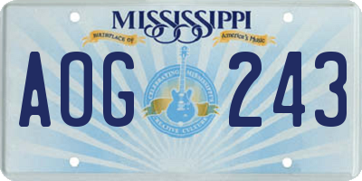 MS license plate AOG243