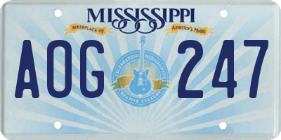 MS license plate AOG247