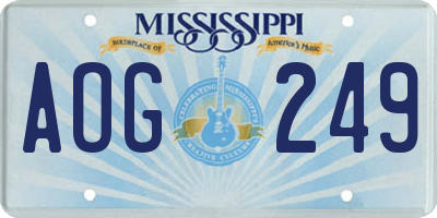 MS license plate AOG249