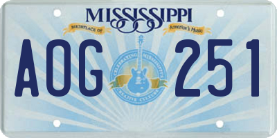 MS license plate AOG251