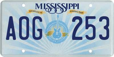 MS license plate AOG253