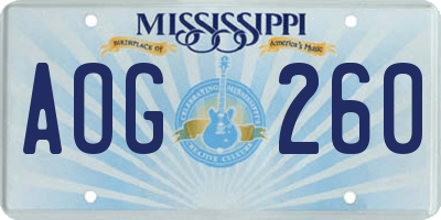 MS license plate AOG260