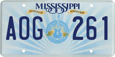 MS license plate AOG261