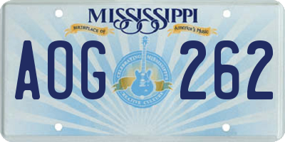 MS license plate AOG262