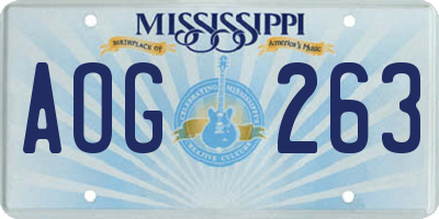 MS license plate AOG263
