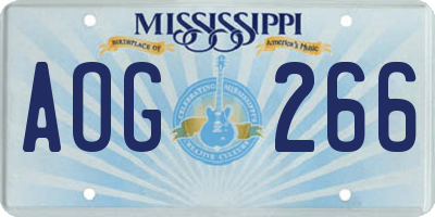 MS license plate AOG266