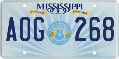 MS license plate AOG268