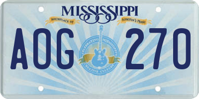 MS license plate AOG270