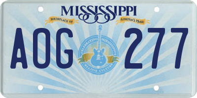 MS license plate AOG277