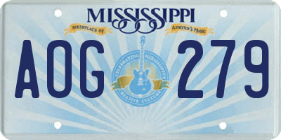 MS license plate AOG279