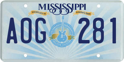 MS license plate AOG281