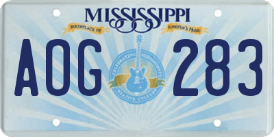 MS license plate AOG283