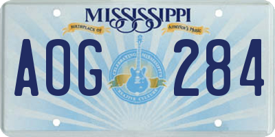 MS license plate AOG284