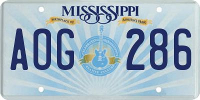 MS license plate AOG286