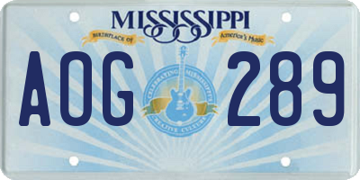 MS license plate AOG289