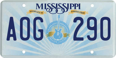 MS license plate AOG290