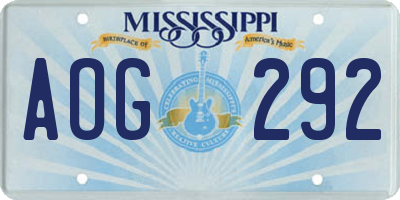 MS license plate AOG292