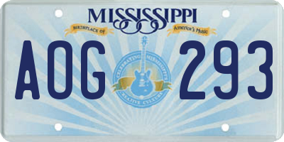 MS license plate AOG293