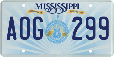 MS license plate AOG299