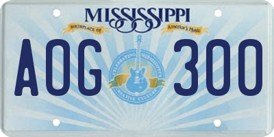 MS license plate AOG300