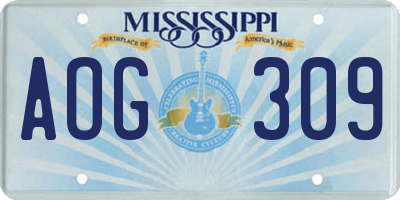 MS license plate AOG309