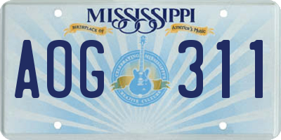 MS license plate AOG311