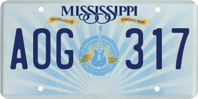 MS license plate AOG317